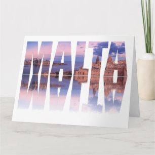 Valletta old town and harbor Malta text Card