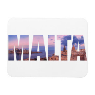 Valletta old town and harbor Malta text Magnet