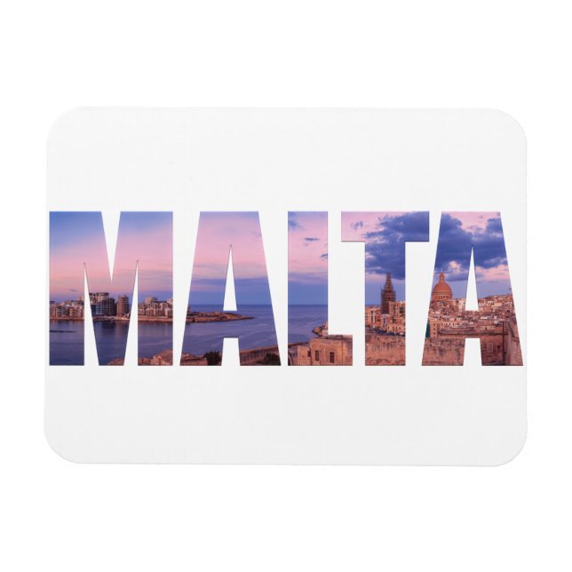 Valletta old town and harbor Malta text Magnet (Horizontal)