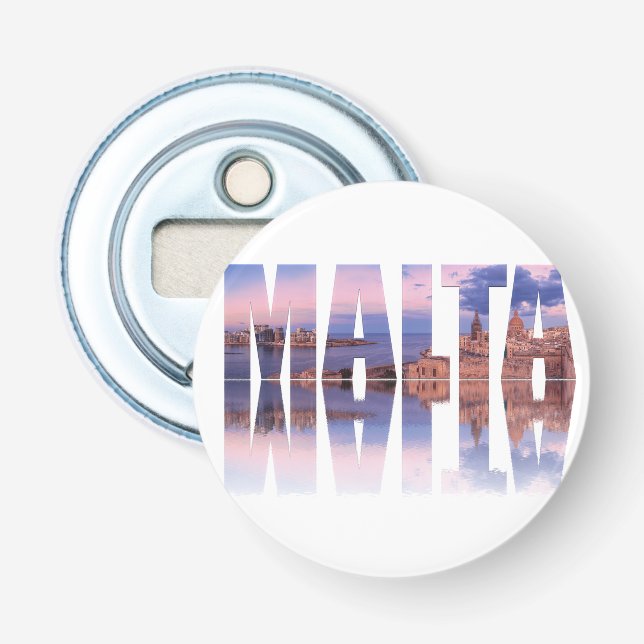 Valletta old town and harbor Malta text reflection Bottle Opener (Front)