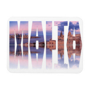 Valletta old town and harbor Malta text reflection Magnet