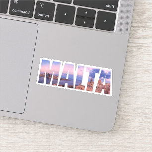 Valletta old town and harbor Malta text Sticker