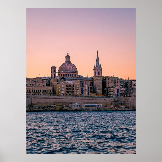Valletta Skyline at Dawn: A December Morning in Ma Poster (Front)