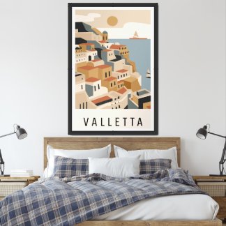 Valletta watercolor travel poster
