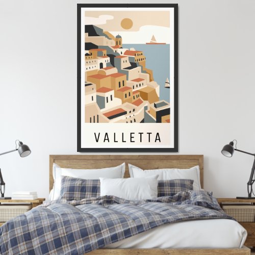 Valletta watercolor travel poster