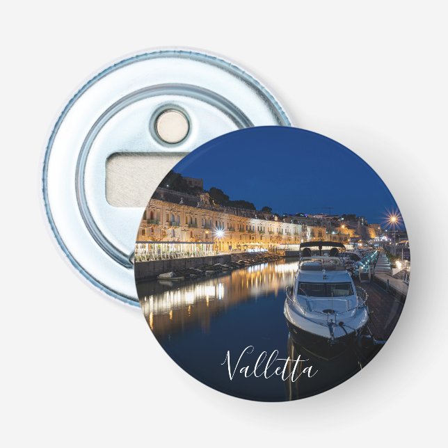 Valletta waterfront district with small harbor bottle opener (Front)
