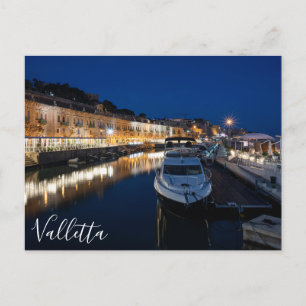 Valletta waterfront district with small harbor postcard
