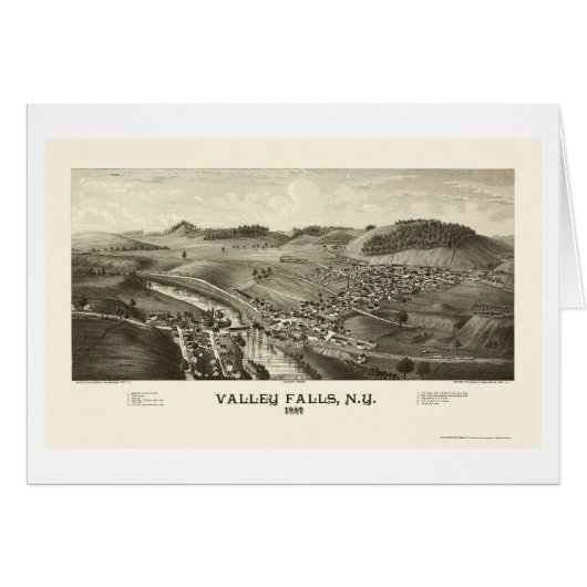 Valley Falls, NY Panoramic Map - 1887 Cards (Front Horizontal)