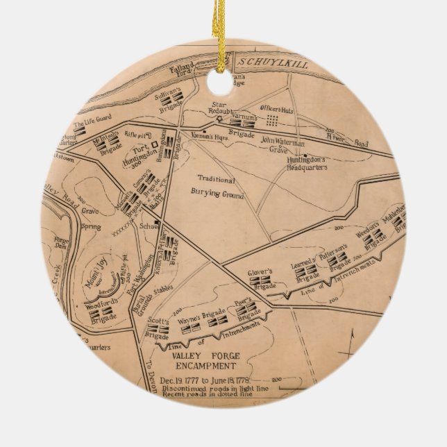 Valley Forge Encampment Map (Dec. 1777-June 1778) Ceramic Ornament (Back)