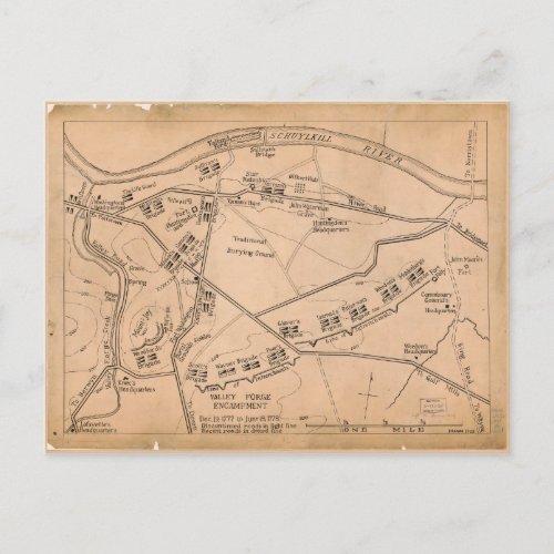 Valley Forge Encampment Map Dec 1777_June 1778 Postcard