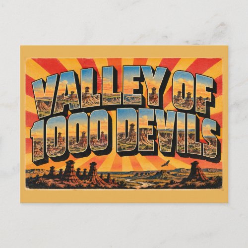 Valley of 1000 Devils SK Badlands Hoodoos Art Postcard