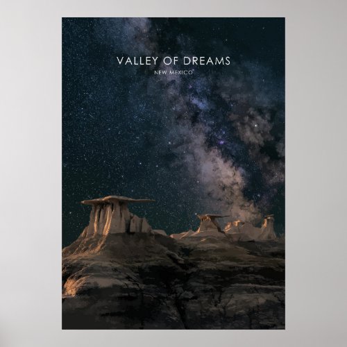 Valley of Dreams New Mexico Travel Illustration Poster