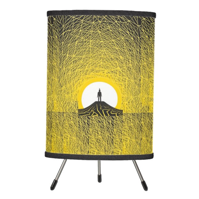 Valley of Enigma: Minimalist Line Art Tripod Lamp (Front)