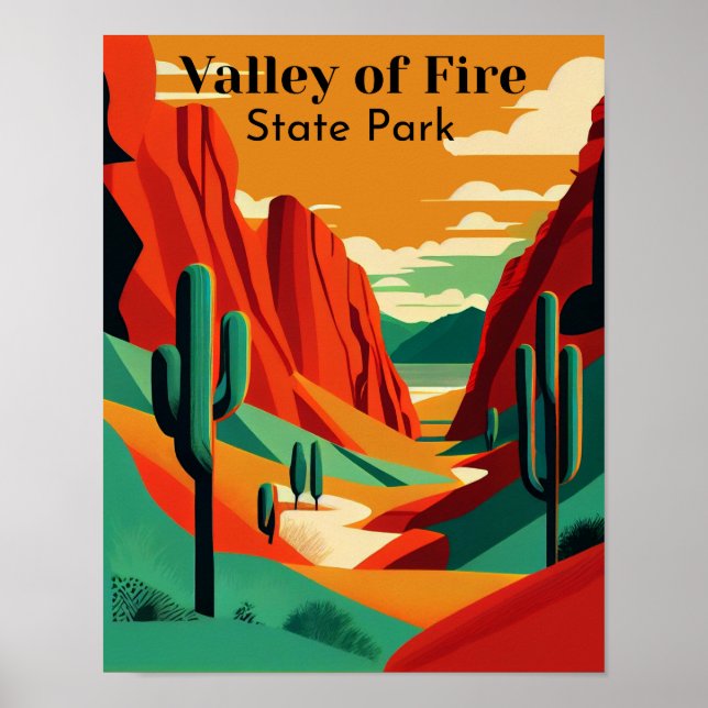 Valley Of Fire  Contemporary Travel Poster (Front)