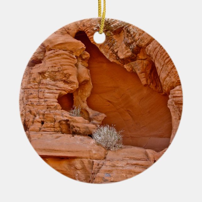 VALLEY OF FIRE ERODED DESERT ROCKS DETAIL CERAMIC ORNAMENT (Front)