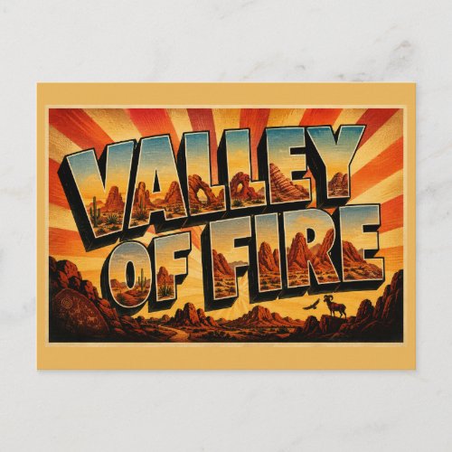 Valley of Fire Nevada Red Sandstone Desert Art Postcard