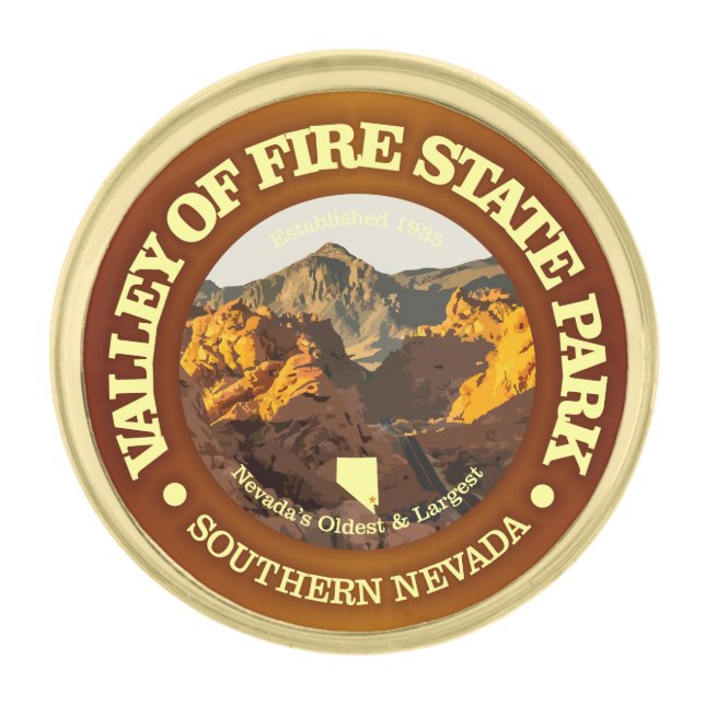 Valley of Fire SP Gold Finish Lapel Pin (Front)