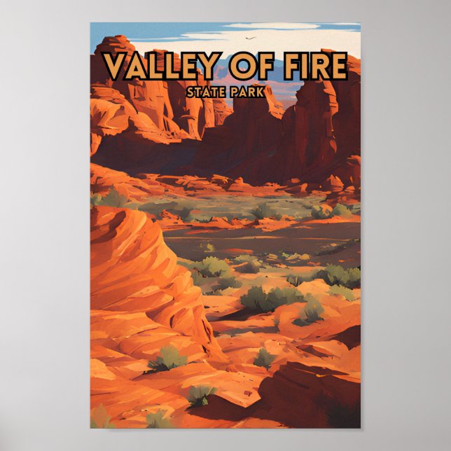 Valley of Fire State Park Retro Travel Poster (Front)