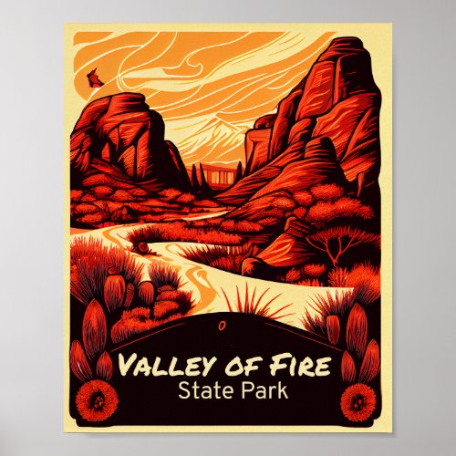 Valley Of Fire State Park Vintage Art Poster