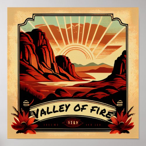 Valley Of Fire State Park Vintage WPA Style