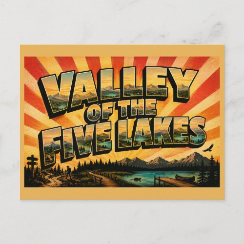 Valley of the Five Lakes AB Turquoise Lakes Art Postcard