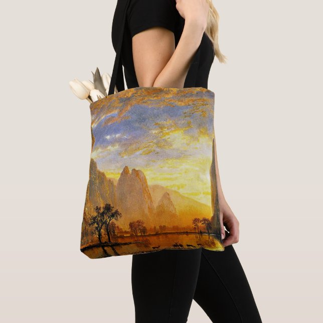 Valley of Yosemite by Albert Bierstadt Tote Bag (Close Up)