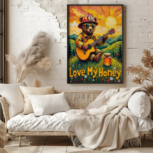 Valley Vista Vibes: Bear's Honeyed Harmony Poster