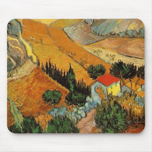 Valley with Ploughman (F727)Van Gogh Fine Art Mouse Pad (Front)