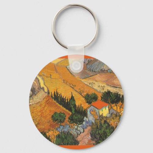 Valley with Plowman by Vincent van Gogh Keychain