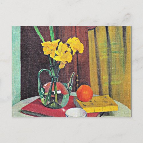 Vallotton _ Jug with Yellow Daffodils Holiday Postcard