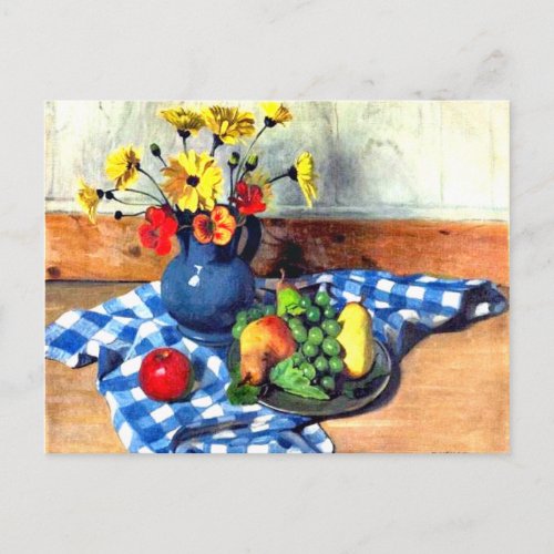 Vallotton _ Sunflowers Pears and Grapes Postcard