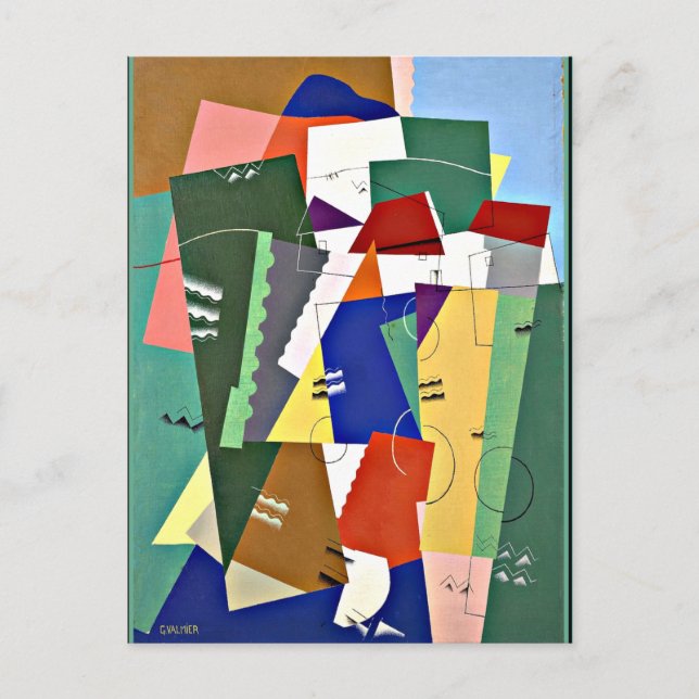 Valmier - Landscape, colorful Cubism artwork Postcard (Front)