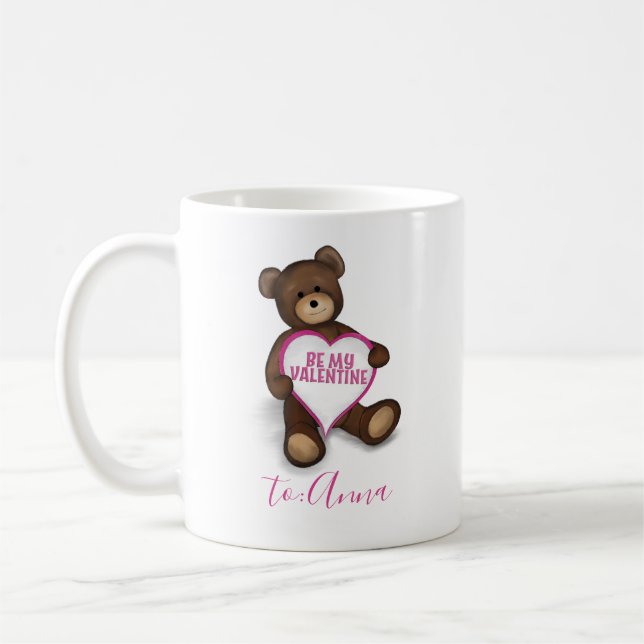 Valnetine's Day Vintage Teddy Bear Personalized Coffee Mug (Left)