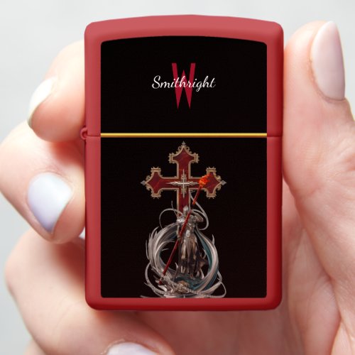 Valor and Faith Knight Wielding Sword and Cross Zippo Lighter