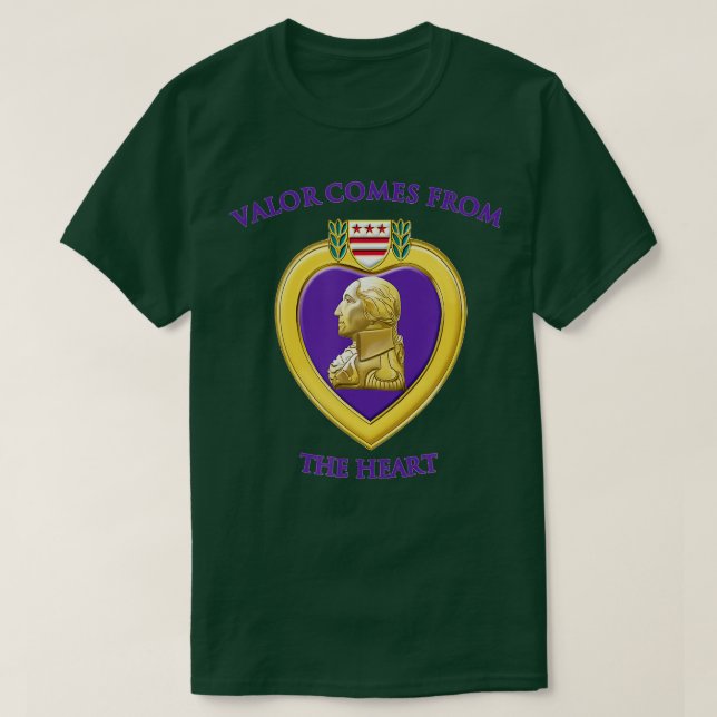 Valor Comes From The Heart Purple Heart Military D T-Shirt (Design Front)