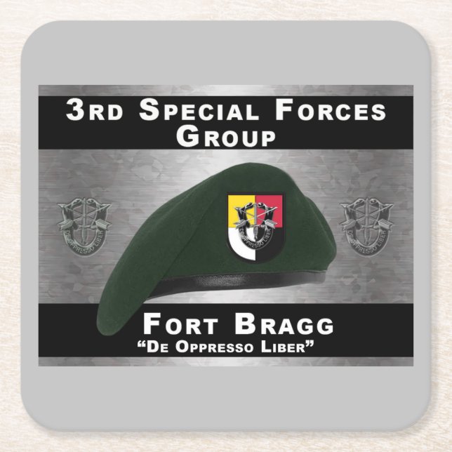 Valor Earned 3rd Special Forces Beret Square Paper Coaster (Front)