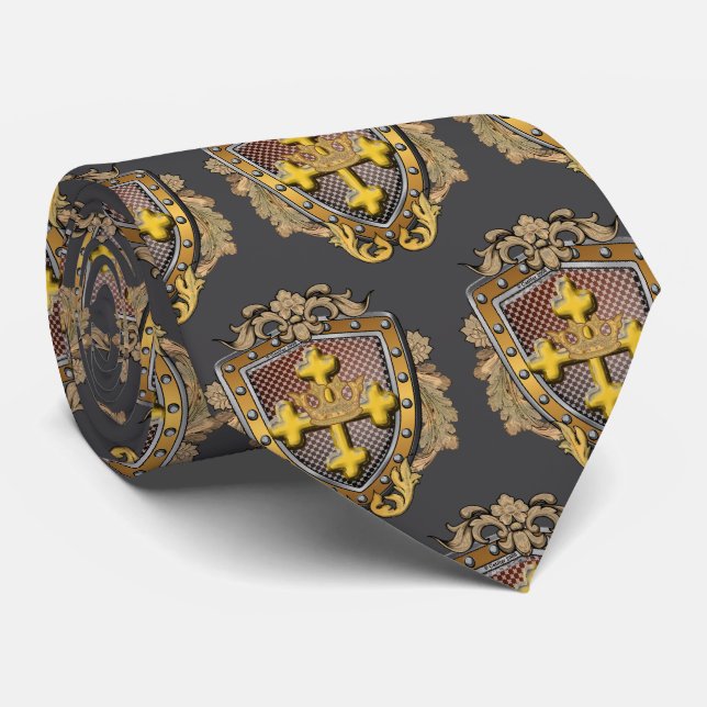 Valor Family Crest Shield  Neck Tie (Rolled)