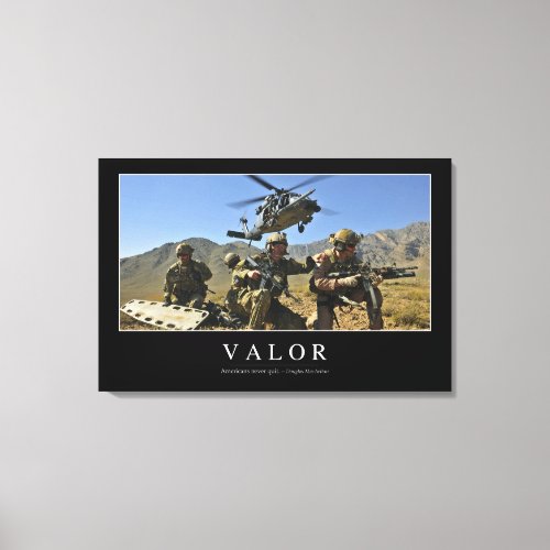 Valor Inspirational Quote 2 Canvas Print