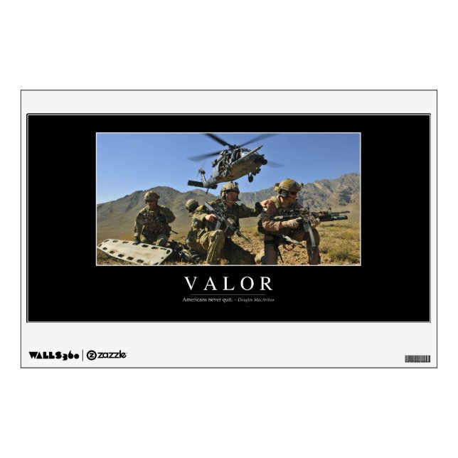 Valor: Inspirational Quote 2 Wall Sticker (Front)