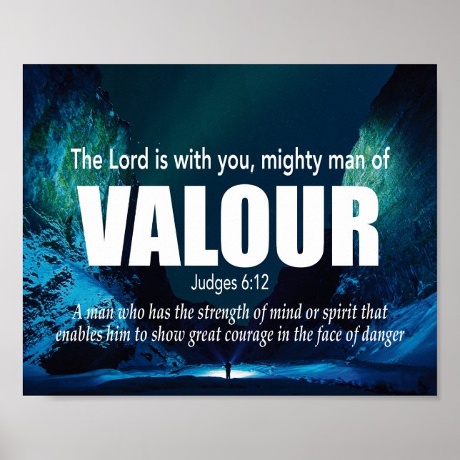 VALOUR Mighty Man Judges 6:12 Christian Poster (Front)