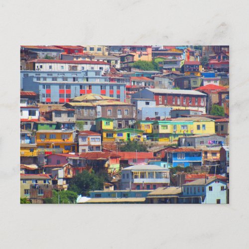 valparaso city colors postcard