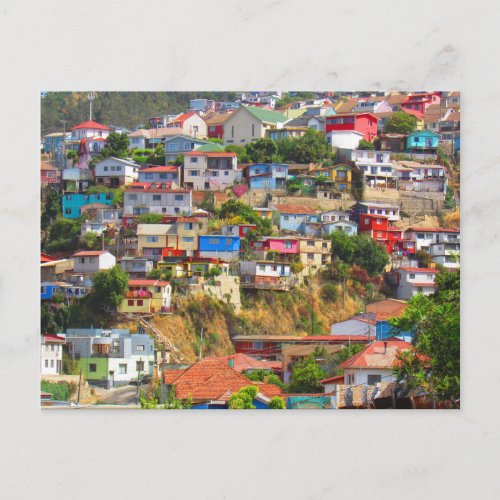 valparaso city hills postcard