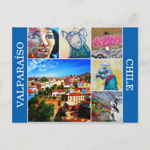 valparaíso colorful art postcard