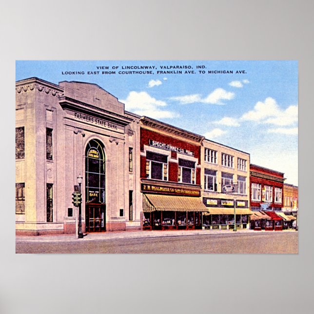 Valparaiso, Indiana East from Courthouse Poster (Front)