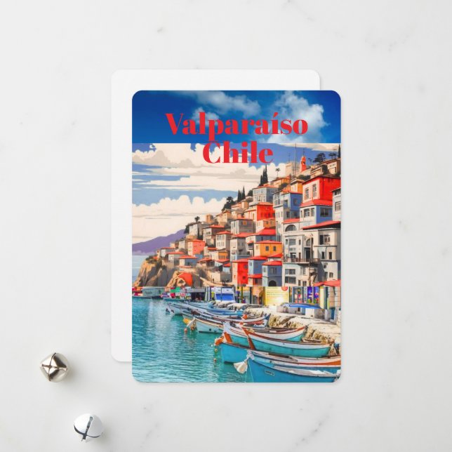 Valparaíso Travel Printable Poster -Chile Travel P Holiday Card (Front/Back In Situ)
