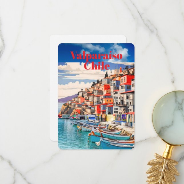 Valparaíso Travel Printable Poster -Chile Travel P Thank You Card (Front/Back In Situ)