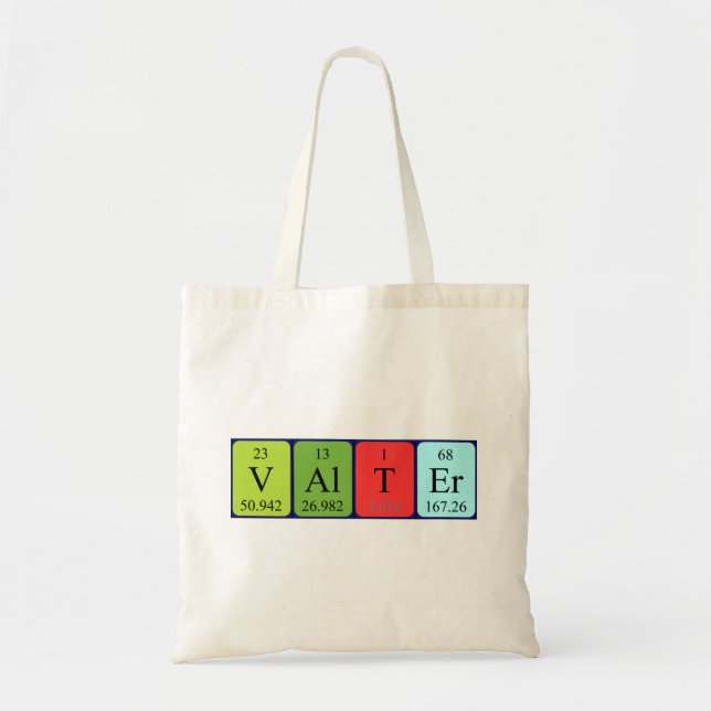 Valter periodic table name tote bag (Front)