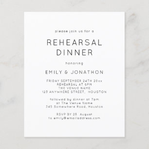 Value Black White Rehearsal Dinner Wedding Invite Flyer