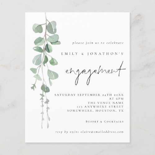 Value Eucalyptus Script Engagement Party Invite Flyer