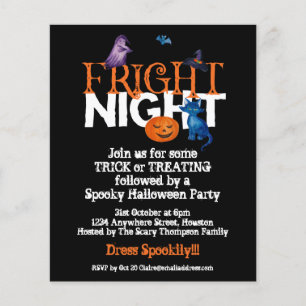 Value Fright Night Halloween Party Black Invite Flyer
